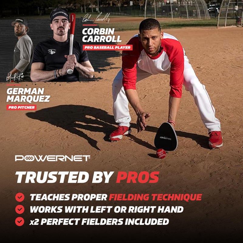 PowerNet Perfect Fielder, Soft Hands Softball & Baseball Training Equipment, Baseball Practice Equipment to Improve Transition Time from Glove to Throwing Hand, Right & Left Hand Universal Fit, 2-PK - Image 2